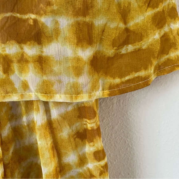 Free People Sunburst Yellow Tie-Dye Off-Shoulder Boho Festival Summer Romper - Picture 3 of 4